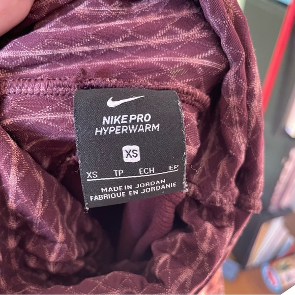 NIKE PRO HYPERWARM BROWN TEXTURED PULLOVER LONG SLEEVE TOP SIZE XS - Picture 5 of 5